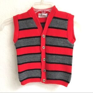 Vintage striped button up knit vest M/L*